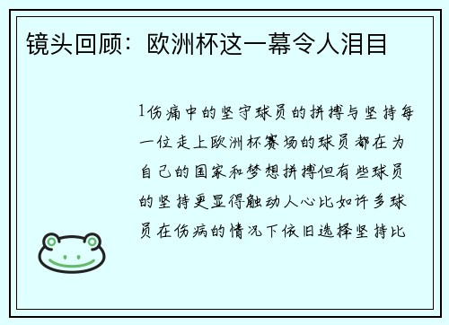 镜头回顾：欧洲杯这一幕令人泪目