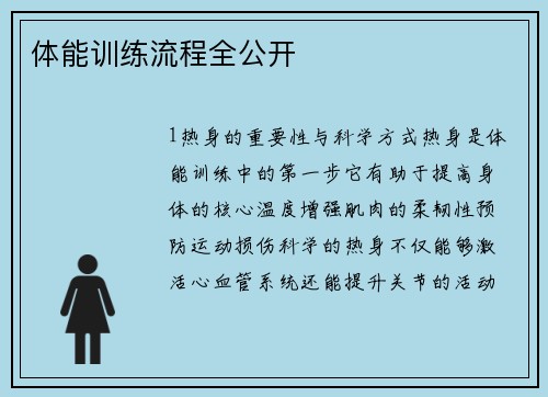 体能训练流程全公开
